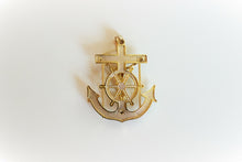 Load image into Gallery viewer, 10K Solid Yellow Gold Jesus Crucifix Anchor Mariner Pendant Charm
