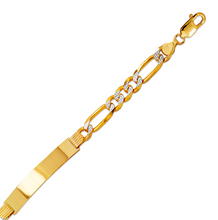 Load image into Gallery viewer, 14K White Pave Gold Figaro ID Bracelet 7mm/8mm 8" 8.5" long Engraving Available
