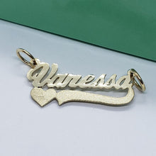 Load image into Gallery viewer, 10K Solid Yellow Gold Handmade Personalized Custom Name Pendant Charm with Heart
