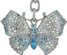 Load image into Gallery viewer, Jeweled Large Butterfly Key Chain Crystal Key Ring 3 1/2 inches long 33mm Round
