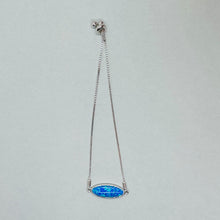 Load image into Gallery viewer, Sterling Silver Synthetic Opal Long Oval Bolo Bracelet for Women Sliding Clasp
