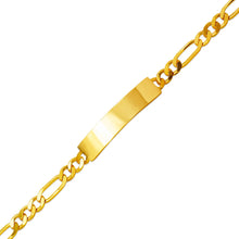 Load image into Gallery viewer, 14K Yellow Gold 5mm Kids ID Bracelet 4.5mm Figaro Chain 6" Engraving Available
