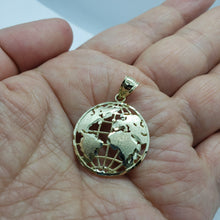 Load image into Gallery viewer, Authentic 10K Yellow White Real Gold Diamond Cut Globe Pendant Men Women 3 Sizes
