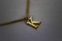 Load image into Gallery viewer, 10K Yellow Gold Nugget Initial A - Z Alphabet Pendant Charm &amp; Hollow Rope chain
