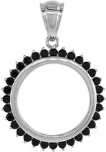 Load image into Gallery viewer, Sterling Silver Cubic Zirconia Nickel Bezel Black White CZ Halo 22mm Coin 5 Cent
