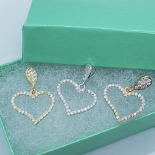 Load image into Gallery viewer, 14K Yellow White Rose Gold Fancy Heart CZ Pendant Charm High Polished 16x13mm
