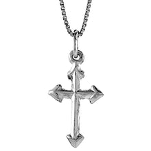 Load image into Gallery viewer, 925 Sterling Silver Arrow Edges Beveled Cross Pendant 1 Inch Tall (25mm)
