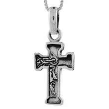 Load image into Gallery viewer, 925 Sterling Silver Face of Jesus Cross Pendant 1 1/4 Inch (31mm) Tall

