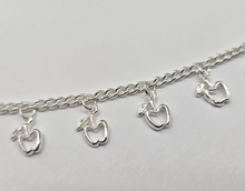 Load image into Gallery viewer, 925 Sterling Silver Anklet with Dangling Apples 14mm, Fits 9" to 10" Ankles
