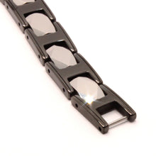 Load image into Gallery viewer, Tungsten Carbide Ceramic Black &amp; Rhombus Faceted Links Magnetic Therapy Bracelet

