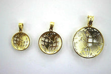 Load image into Gallery viewer, Authentic 10K Yellow White Real Gold Diamond Cut Globe Pendant Men Women 3 Sizes
