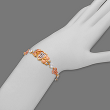Load image into Gallery viewer, Authentic 14K Tricolor Gold Fancy 15 Anos Years CZ Bracelet Quinceañera Gift

