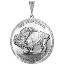 Load image into Gallery viewer, 925 Sterling Silver 1 oz Silver Round Coin Bezel 39mm Diamond Cut Prong Cut
