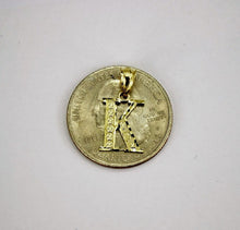 Load image into Gallery viewer, 10K Solid Yellow Gold Diamond Cut Small Initial Alphabet Letter Pendant Charm
