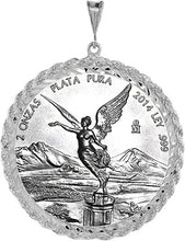Load image into Gallery viewer, Sterling Silver Bezel 47 mm Coins Prong Back Diamond Cut with 9mm bail
