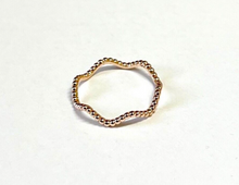 Load image into Gallery viewer, 14K Solid Gold Handmade Dainty Wavy Beaded Ring Band

