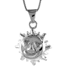Load image into Gallery viewer, 925 Sterling Silver Large Hollow Smiling Sun Pendant 15/16 (24mm) Inch Tall
