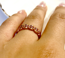 Load image into Gallery viewer, 14K Solid Yellow White Rose Gold Handmade Brick Chain Ring 4mm Band Size 4~10
