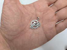 Load image into Gallery viewer, 925 Sterling Silver Round Dolphin Cutout Pendant 7/8 Inch (22mm) Tall
