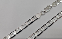 Load image into Gallery viewer, 925 Sterling Silver Flat Mariner Link Chain Diamond Cut Necklace 5.8mm 7" to 30"
