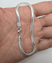 Load image into Gallery viewer, 925 Sterling Silver Flat Snake Chain Bracelet Italy Men and Women 4.5mm 7" to 8"
