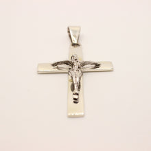 Load image into Gallery viewer, Sterling Silver Plain Simple Flat Cross Pendant Christian Jesus Crucifix 49mm
