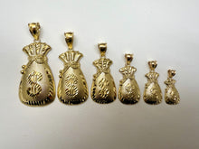 Load image into Gallery viewer, 10K Solid Yellow Gold Lucky Money Bag Pendant Diamond Cut 6 Sizes
