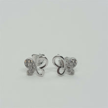 Load image into Gallery viewer, Sterling Silver Two Butterflies Earring with CZ
