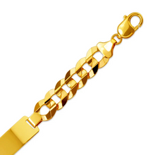 Load image into Gallery viewer, 14K Yellow Gold ID Bracelet 11mm ID 10mm Wide Curb Light Chain 8" 8.5" Engraving
