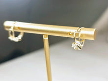 Load image into Gallery viewer, 14K Yellow Gold Twist Curves Huggies Hoop Earrings with CZ Stones Latch back
