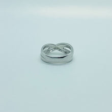 Load image into Gallery viewer, Sterling Silver Blue Synthetic Opal Crossover Ring
