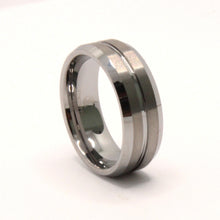 Load image into Gallery viewer, Tungsten Carbide Grooved Center Satin Finish Beveled Edges Wedding Band Ring 8mm
