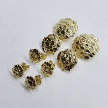 Load image into Gallery viewer, 10K Gold Authentic Nugget Round Diamond Cut Stud Earrings for Men Women 4 Sizes
