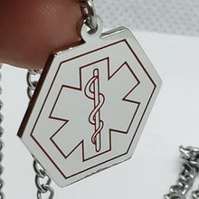Load image into Gallery viewer, Surgical Stainless Steel Medical Alert ID Tag Pendant 1 in Hexagon 30" Necklace
