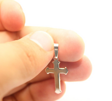 Load image into Gallery viewer, 925 Sterling Silver Dainty Pewter Budded Crucifix Cross Pendant
