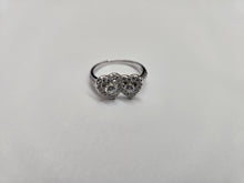 Load image into Gallery viewer, 925 Sterling Silver Vintage CZ Double Heart Ring 3/8 Inch (10mm) Wide, Sizes 6-9

