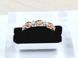 14K Solid Yellow Gold Three Roses Ring with CZ