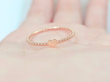 Load image into Gallery viewer, 14K Solid Gold Handmade Dainty Mini Heart Beaded Ring Band
