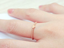 Load image into Gallery viewer, 14K Solid Gold Handmade Dainty Mini Heart Beaded Ring Band
