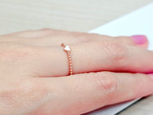 Load image into Gallery viewer, 14K Solid Gold Handmade Dainty Mini Heart Beaded Ring Band
