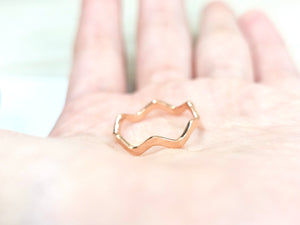 14K Solid Gold Handmade Zigzag Wave Ring Band