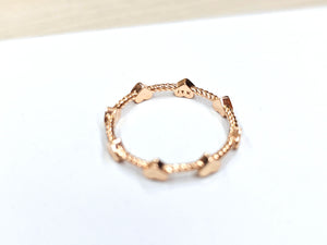 14K Solid Gold Handmade Mini Hearts Ring Band