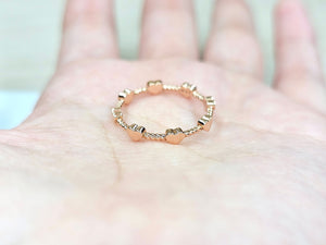 14K Solid Gold Handmade Mini Hearts Ring Band