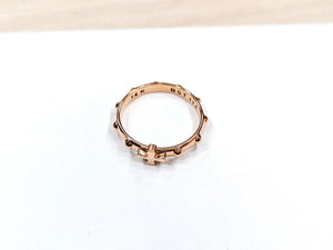 14K Solid Gold Handmade Cross and Dots Ring Band