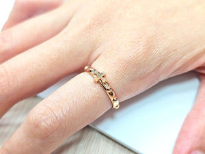 14K Solid Gold Handmade Cross and Dots Ring Band