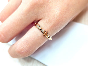 14K Solid Gold Handmade Cross and Dots Ring Band