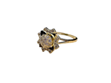 Load image into Gallery viewer, 10K Solid Yellow Gold Spinning Fidget Sunflower Star Ring with CZ
