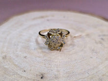 Load image into Gallery viewer, 10K Solid Yellow Gold Spinning Fidget Sunflower Star Ring with CZ
