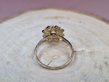 Load image into Gallery viewer, 10K Solid Yellow Gold Spinning Fidget Sunflower Star Ring with CZ
