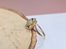 Load image into Gallery viewer, 10K Solid Yellow Gold Spinning Fidget Sunflower Star Ring with CZ
